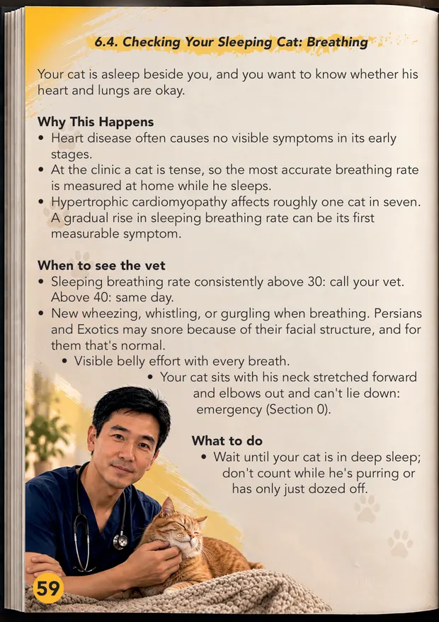 Sample page: checking your sleeping cat's breathing